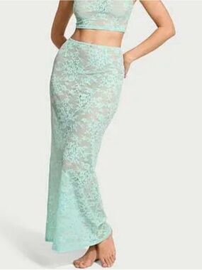 Victoria’s Secret Sheer Lace Maxi Skirt in Mint Green